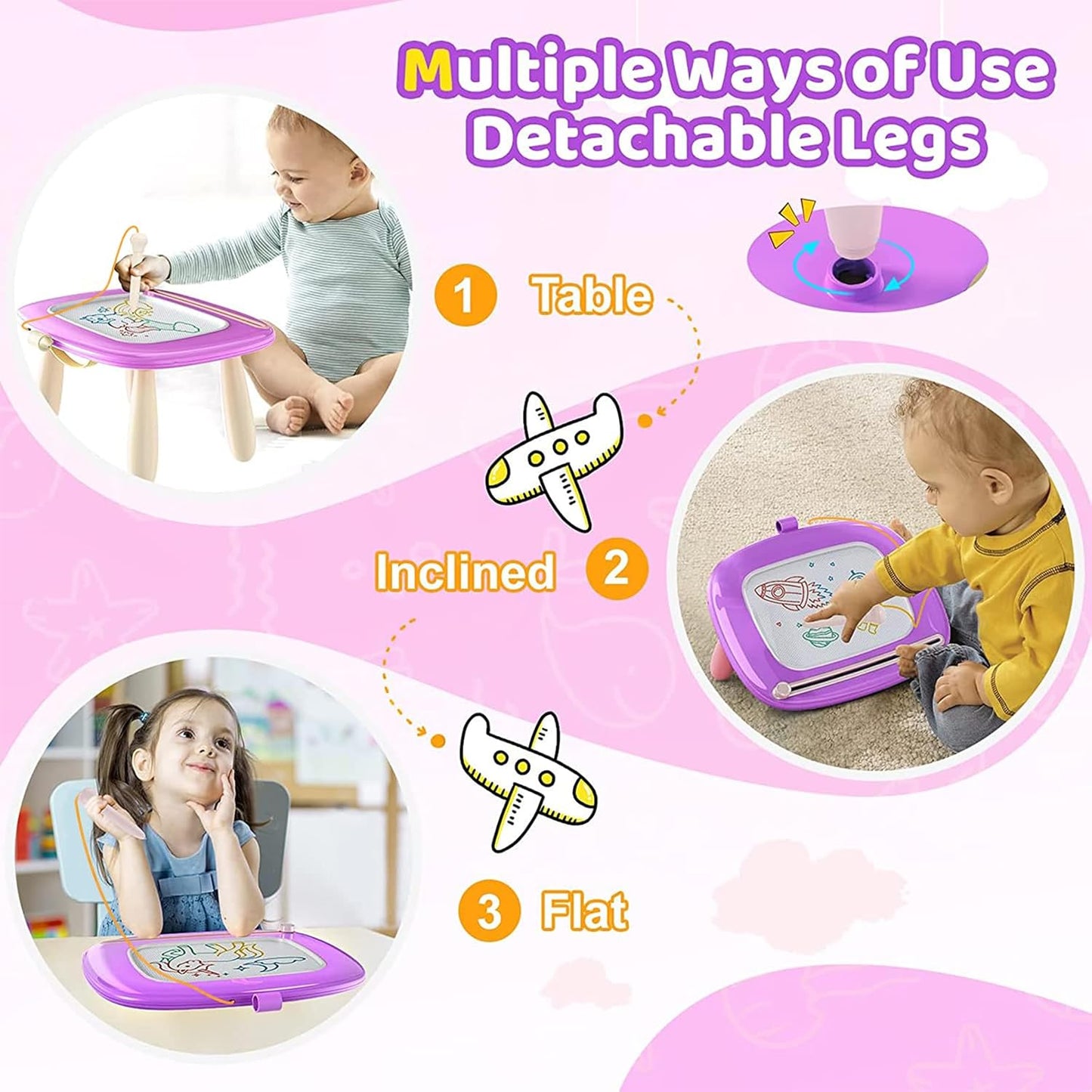 Kikidex Magnetic Drawing Board, Toddler Girl Toys for 1-3 Year Old, Doodle Board Pad Learning and Educational Toys for 1 2 3 Year Old Baby Kids Birthday Gift (Light Blue)