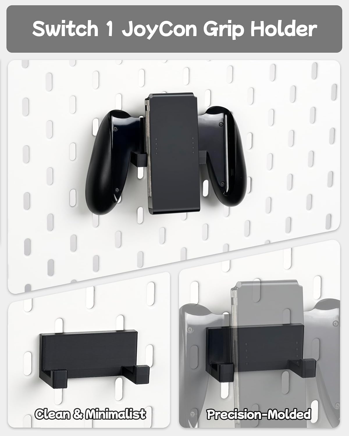 Pegboard Storage Set compatible with Switch 2, Switch Pro/PRO 2 controller stand and Console Dock stand, Joycon Holder for SKADIS | 4PCS | Black