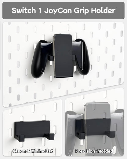 Pegboard Storage Set compatible with Switch 2, Switch Pro/PRO 2 controller stand and Console Dock stand, Joycon Holder for SKADIS | 4PCS | Black