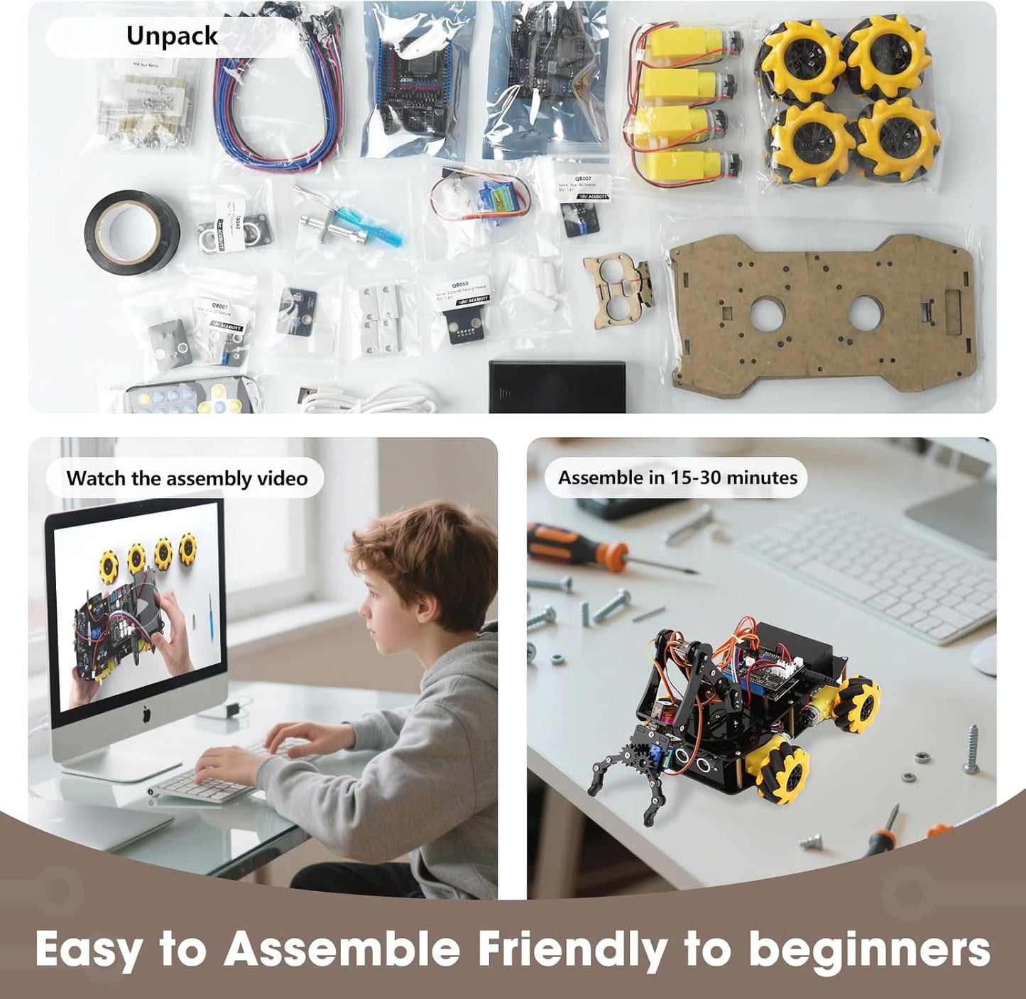 Robotics for Kids Ages 8-12, ACEBOTT Smart Robot Arm Car Kit with 5DOF, STEM Toys for Boys Age 8-12 12-16+, ESP32 Arduino/Python/Blockly Coding, App & Remote Control, STEM DIY Gift for Teens & Adults