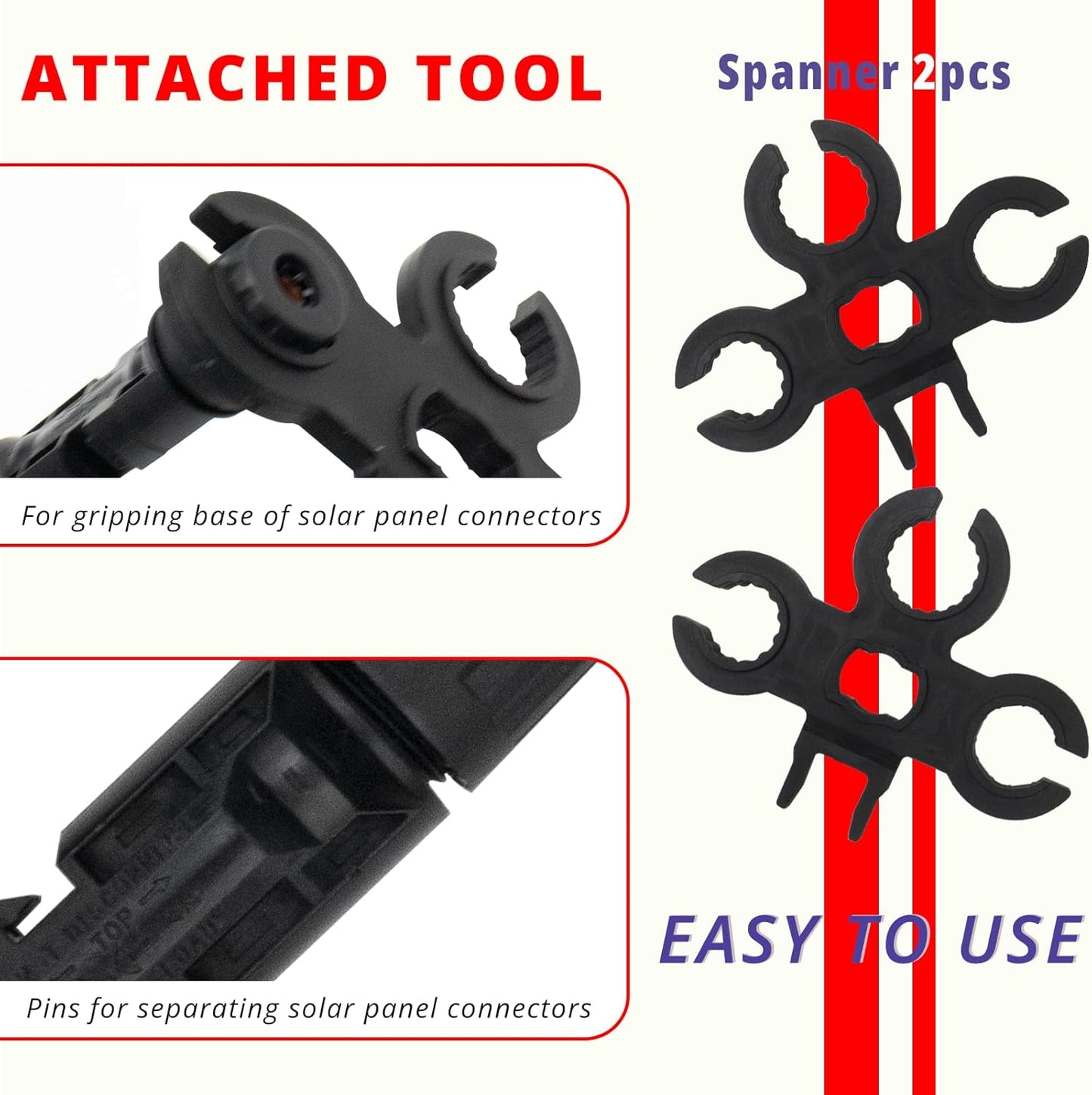 MC-4 Connector kit Solar Cable Connector kit 12 Pairs of Solar connectors and 2 Spanner Wrenches Along with a Wire Crimper Photovoltaic System Connector kit