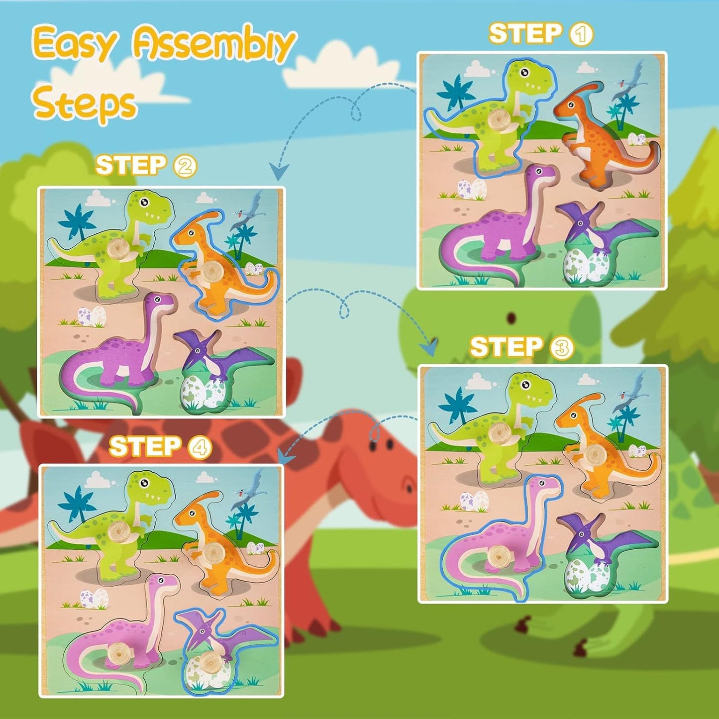 Wooden Puzzles for Toddler Peg Puzzle Toys, Wooden Jigsaw Puzzles Zoo Animal Patterns Puzzle with Handles Educational Montessori Puzzles