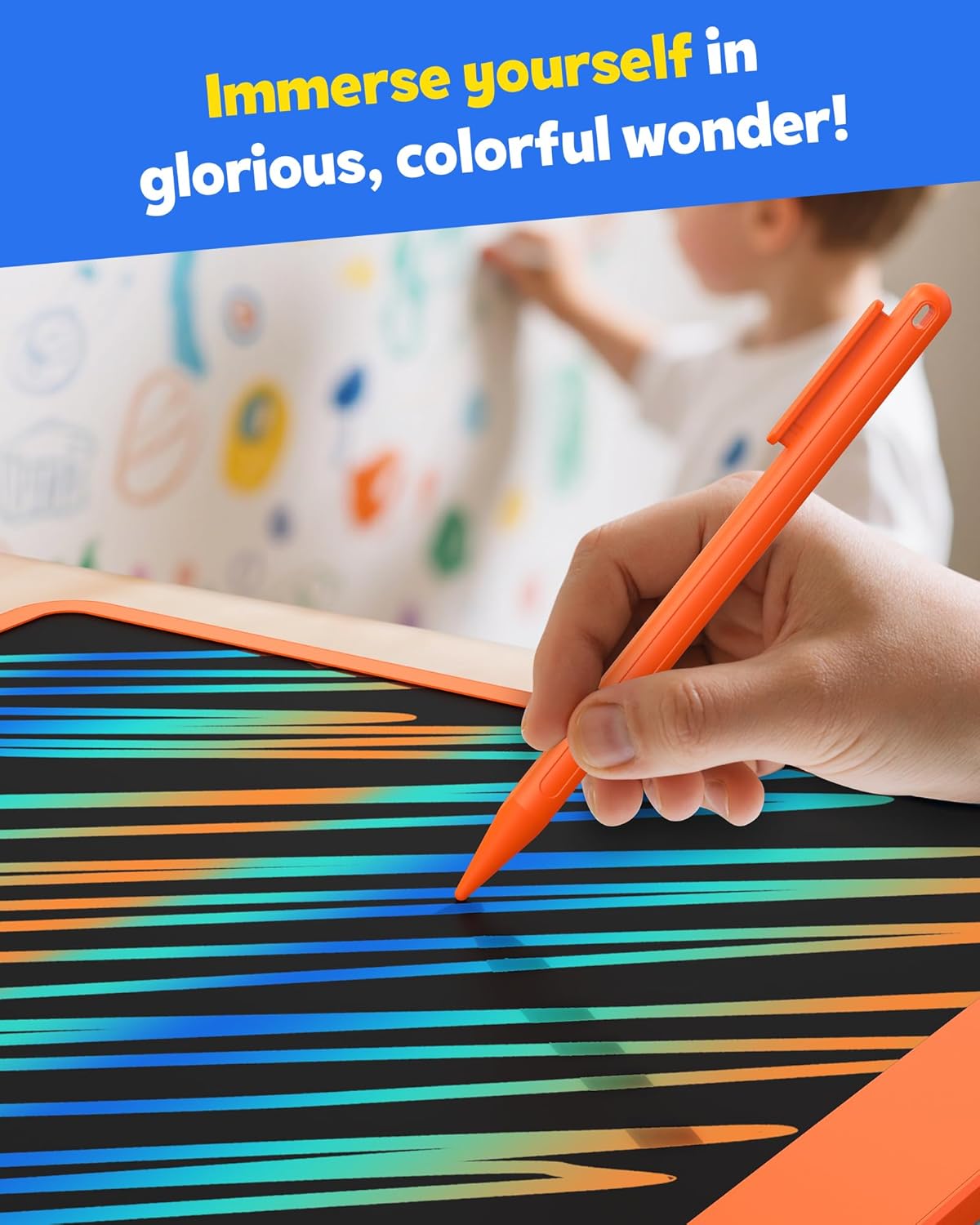 TEKFUN LCD Writing Tablet for Kids, 10-inch Coloring Drawing Pad, Mess Free Doodle Board, Airplane Travel Toys for Boys and Toddlers, Road Trip Essentials, Gifts for 3 4 5 6 7 8 Year Old Girls(Blue)