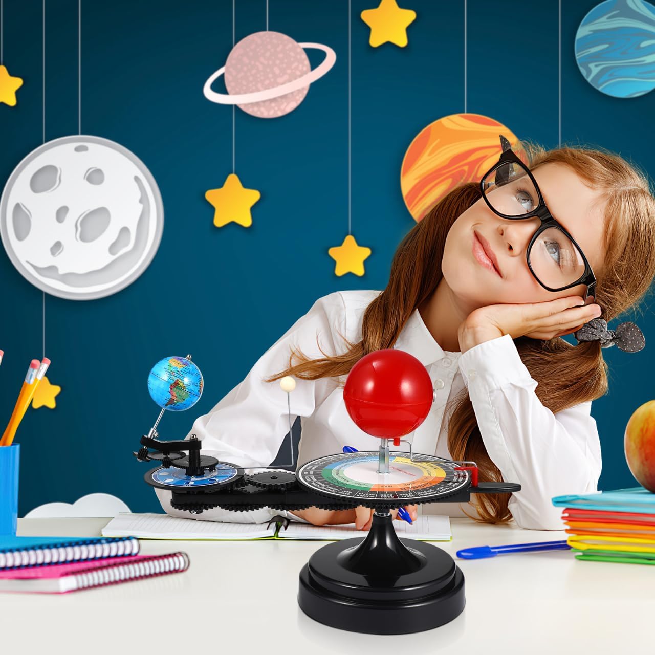 ULTECHNOVO Solar System Model Kit - Earth Moon Revolves Around The Sun- Scientific Experiment Kit Teaching Model for Teens Students