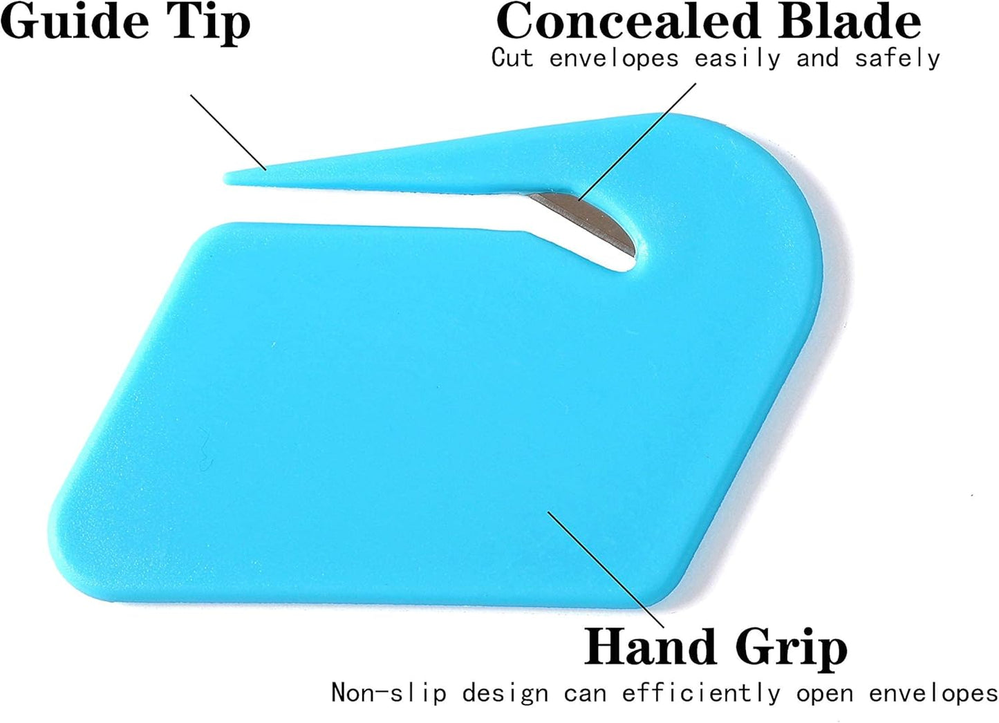 Magnetic Letter Openers Envelope,3 Pack,Envelope Opener Slitter,Mail Openers Blade with Magnet,Letter Opener for Women,Men,Office,Envelope Cutter (Black,White,Lake blue)