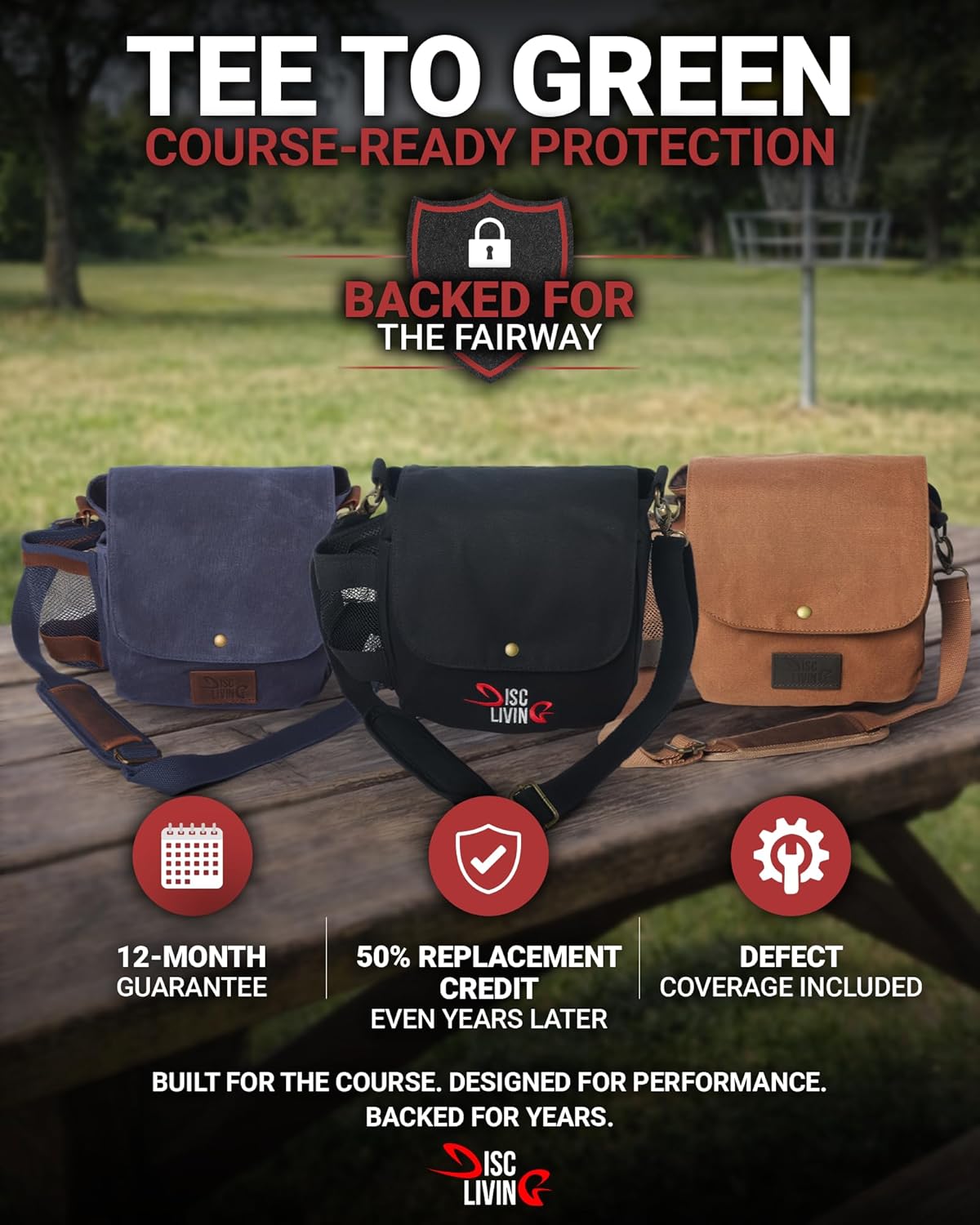 Disc Golf Bag | Frisbee Golf Bag | Easy to Carry | Lightweight Fits Up to 10 Discs | 16 oz Waxed Canvas Sturdy Design | Belt Loop | Double Button Design | Bottle Holder