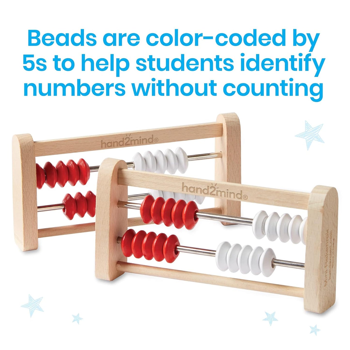 hand2mind Mini 20-Bead Wooden Rekenrek Class Set, Number Rack for Kids, Abacus for Kids, Counting Beads, Math Counters, Educational Toys for Elementary, Math Manipulatives (Set of 25)