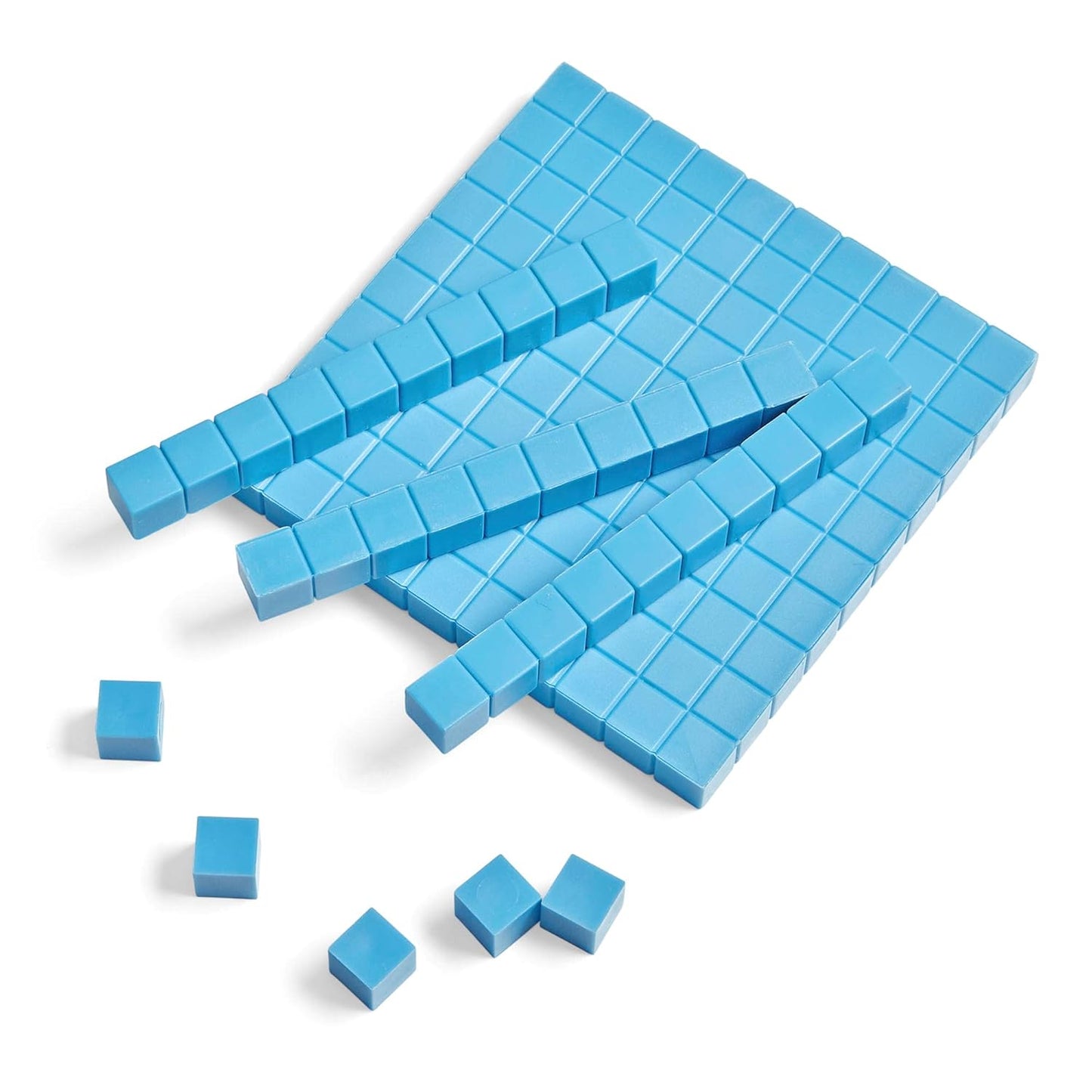 hand2mind Blue Plastic Base Ten Blocks Complete Set, Place Value Blocks, Counting Cubes for Kids Math, Base Ten Blocks Classroom Set, Math Blocks Kindergarten, Base 10 Math Manipulatives (Set of 644)