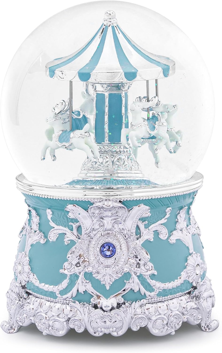 Carousel Music Box Gold & Ivory Christmas Snow Globes, 8.3" Rotate Carousel Snow Globe for Kids & Adults, Classic Wind up Musical Snow Globe Birthday Gifts for Women Girls, Carousel Horse Home Decor