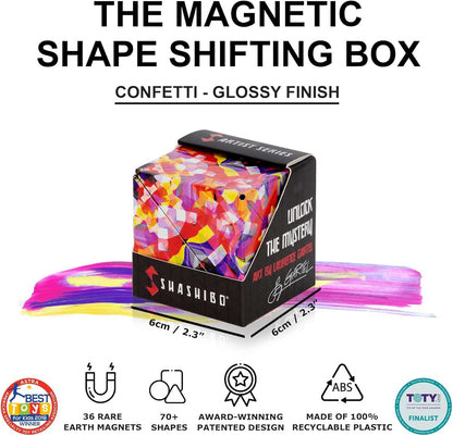 Shashibo Shape Shifting Box - Award-Winning STEM Fidget Toy with Ultra Strong Magnets - Puzzle Cube Transforms Into 100+ Shapes, Perfect Sensory Gift for Kids, Teens, and Adults (Blue Planet)