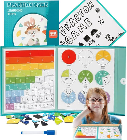 2026 New Magnetic Fraction Demonstration Book, 102 Pcs Magnetic Fraction Tiles & Fraction Circles, Magnet Fraction Disc Set for Kids, Math Fractions Manipulatives for Elementary Middle School (Set-A)