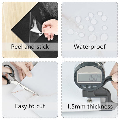 Wallercity White Marble Peel and Stick Vinyl Floor Tiles 6-Pack 12x12 Inches Self Adhesive Waterproof Flooring Planks for Bathroom Kitchen Bedrooms Stick on Floor Tiles Laminate Sheets Vinyl Flooring