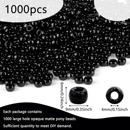 Red Pony Beads 1000Pcs 9mm Pony Beads Bulk Red Perler Beads for Friendship Bracelets Kandi Beads Hair Beads for Braids Beads for Crafts