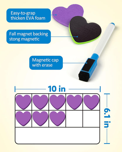 Coogam Magnetic Ten-Frame Set, Math Manipulative EVA Number Counting Games, Montessori Educational Toy Gift for Kindergarten Classroom Kids 3 4 5 Year Old