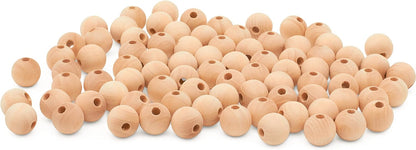 Large Wooden Beads for Crafts - Pack of 6 32mm 1-1/4 x 3/8 Inch Hole Large Wood Beads for Crafts withHoles for DIY | Round Wooden Balls for Crafts | Wood Beads for Jewelry Making | Woodpeckers