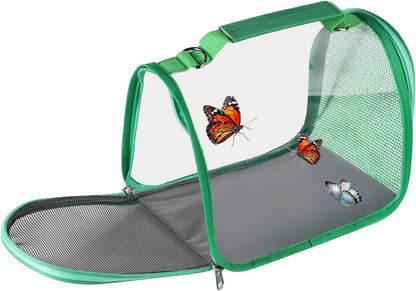 Small Butterfly Habitat Transparent Bug Mesh Cage Portable Caterpillar Enclosure Terrarium Critter Net Cage Breathable Lizard Pigeon Outdoor Observation Container Dragonfly Habitat, 11’’*7’’*6.7’’