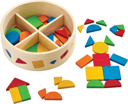 PlanToys® Montessori Wooden Learning Set for Toddlers | Threading Beads, Lacing Boards, Pattern Peg Board & Mosaic Activities | Fine Motor Skills, Shape Sorting & Problem Solving Play for Kids