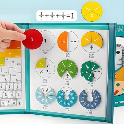 Magnetic Fraction Demonstration Book, Fractions Manipulatives with Fraction Tiles & Magnets,STEM Math Magnetic Fraction Disc Set-102 Pcs