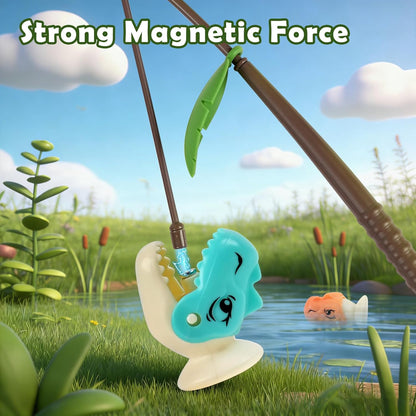 Magnetic Dinosaur Fishing Game for Kids, Best Birthday Gift for 3-5 5-7 Year Old Boys & Girls, 2-in-1 360° Rotation Fishing Toy with Balance Scale & Counting, Player Board Game for Toddlers