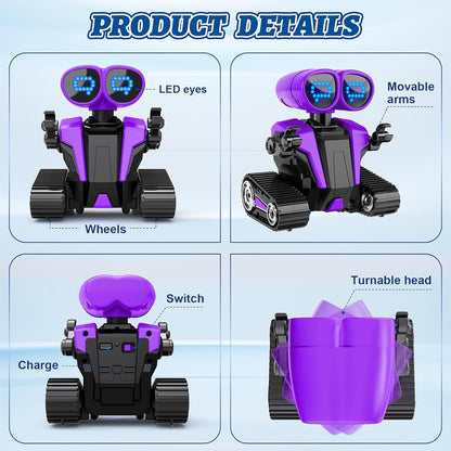 MindPal Robot Toys Rechargeable RC Robots for Kids with LED Eyes Auto-Demonstration Dance & Sing Remote Control Emo Robots for Boys Girls, Camouflage Blue