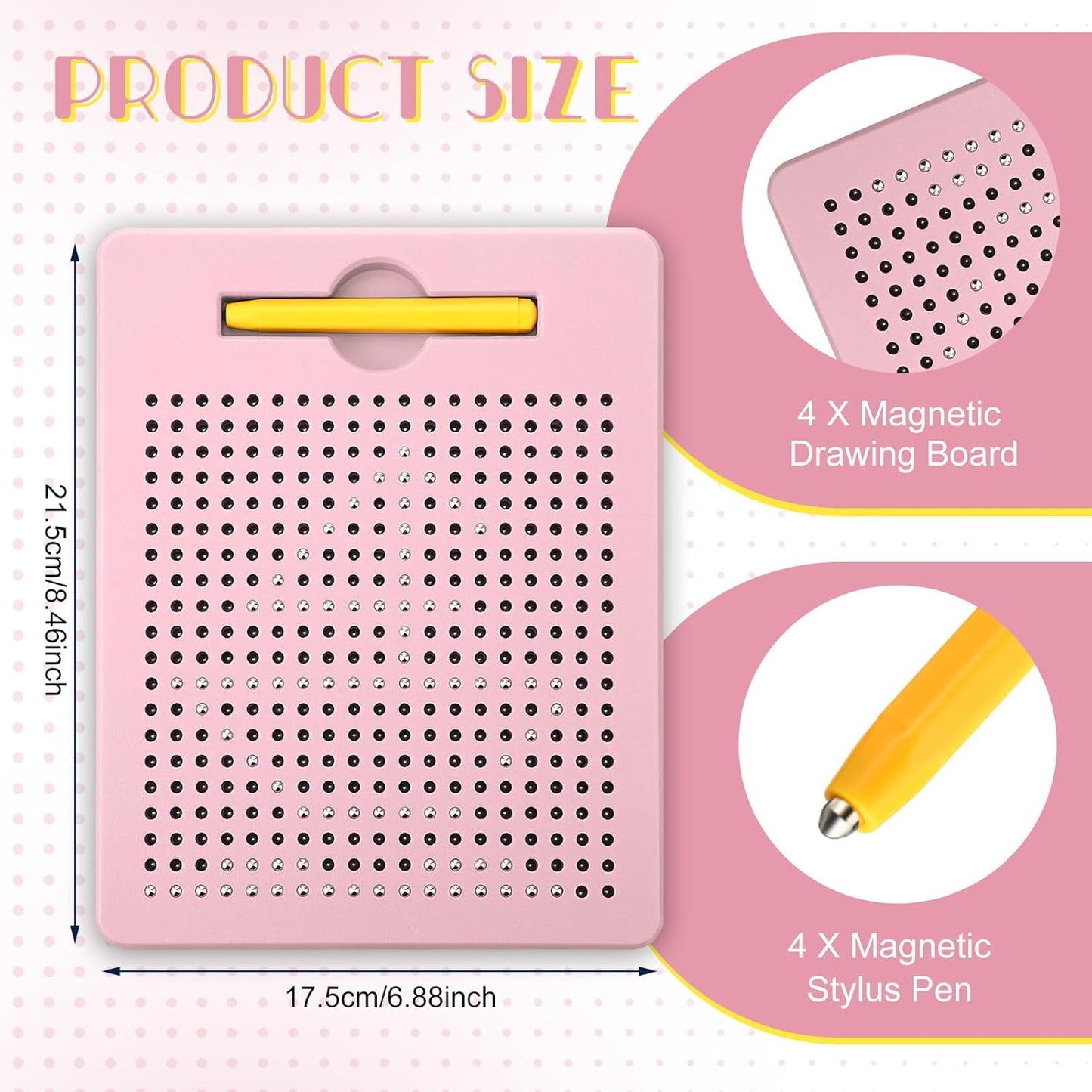 Yexiya 3 Pcs Magnetic Drawing Board for Kids, Toddler Travel Drawing Kit Magnet Sketch Thread Board with Stylus Pen and Beads Toy for Child Quiet Time Activities (7 x 8.5 Inches,Blue)