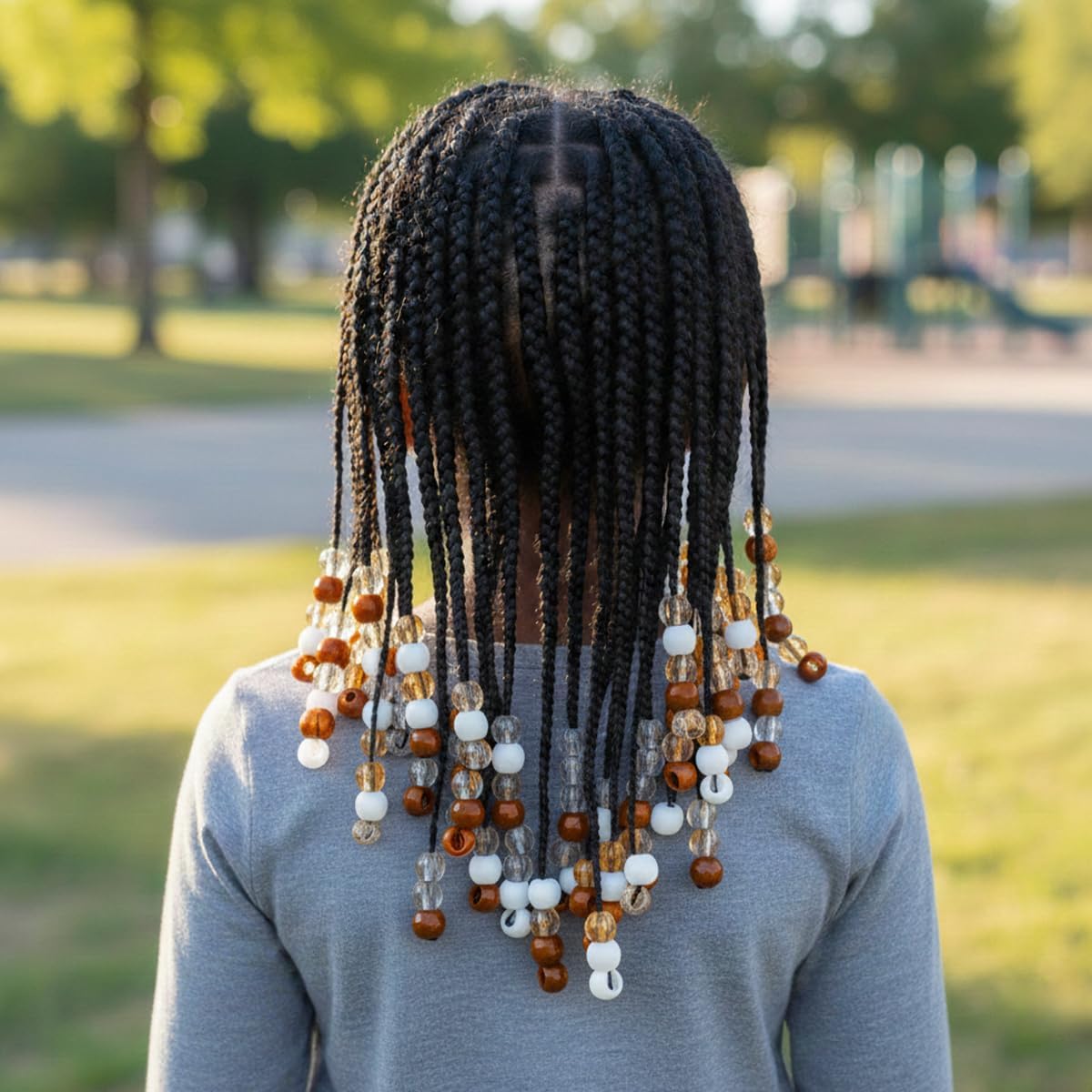 DONNA Kids Jellyish Disco Ball Hair Beads – 14mm Soft-Feel Silicone Beads for Braids, Ponytails & Styling, Tangle-Free Hair Accessories for Girls, 1 Pack (Brown Mix)