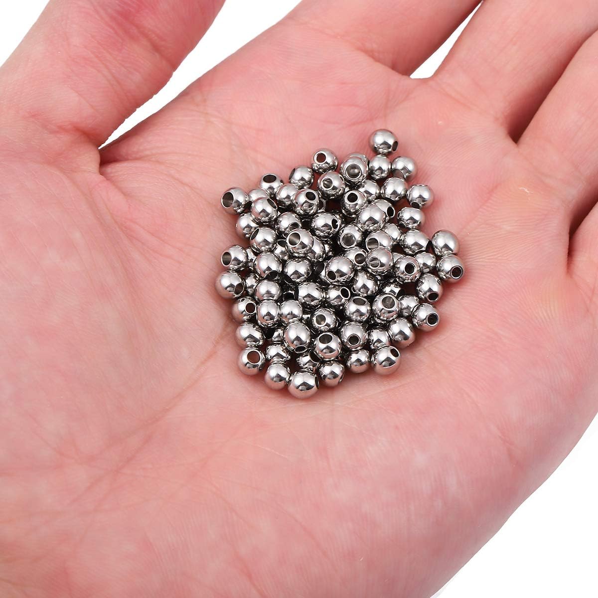 BEADIA Stainless Steel Spacer Beads 3x2.5mm Round Loose Charm Caps Beads for DIY Jewelry Making 100pcs with 1mm Hole