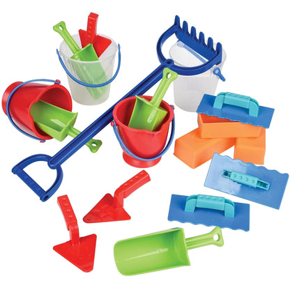 18-Piece Deluxe Sand & Water Play Set – Buckets, Scoops, Spades, Rake & Molds for Sensory Play, STEM Learning & Outdoor or Classroom Use