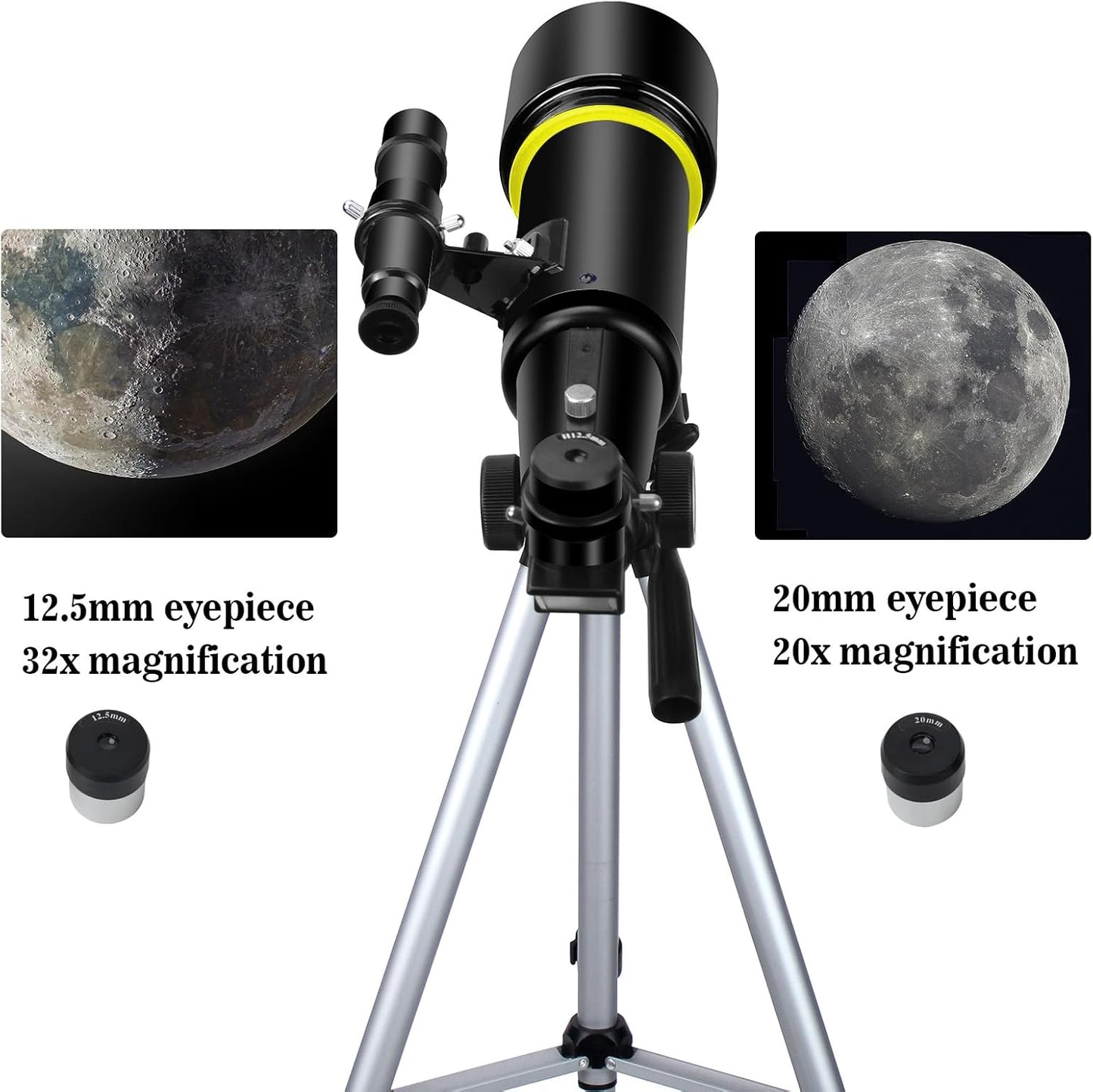Telescopes, Telescope for Kids and Adults Beginners, 70mm Aperture 400mm Focus Length Refractor Travel Telescope with AZ Mount for Observe The Moon and Landscape (Blue)
