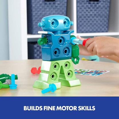 Educational Insights Design & Drill Robot - Construction Toys & Tools for Kids, Robot Toy Building Sets, Kids' Tool Set with Working Screwdriver, Take Apart STEM Set, Gifts for Boys & Girls Ages 3+