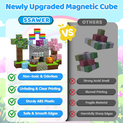 Magnetic Blocks Toys for Kids, 100 PCS Building Blocks Cubes, Stacking Magnetic Tiles Toys for Kids Toddlers Boys Girls Ages 3 4 5 6 7 8-12 Birthday Gifts Party Supplies (Underworld)