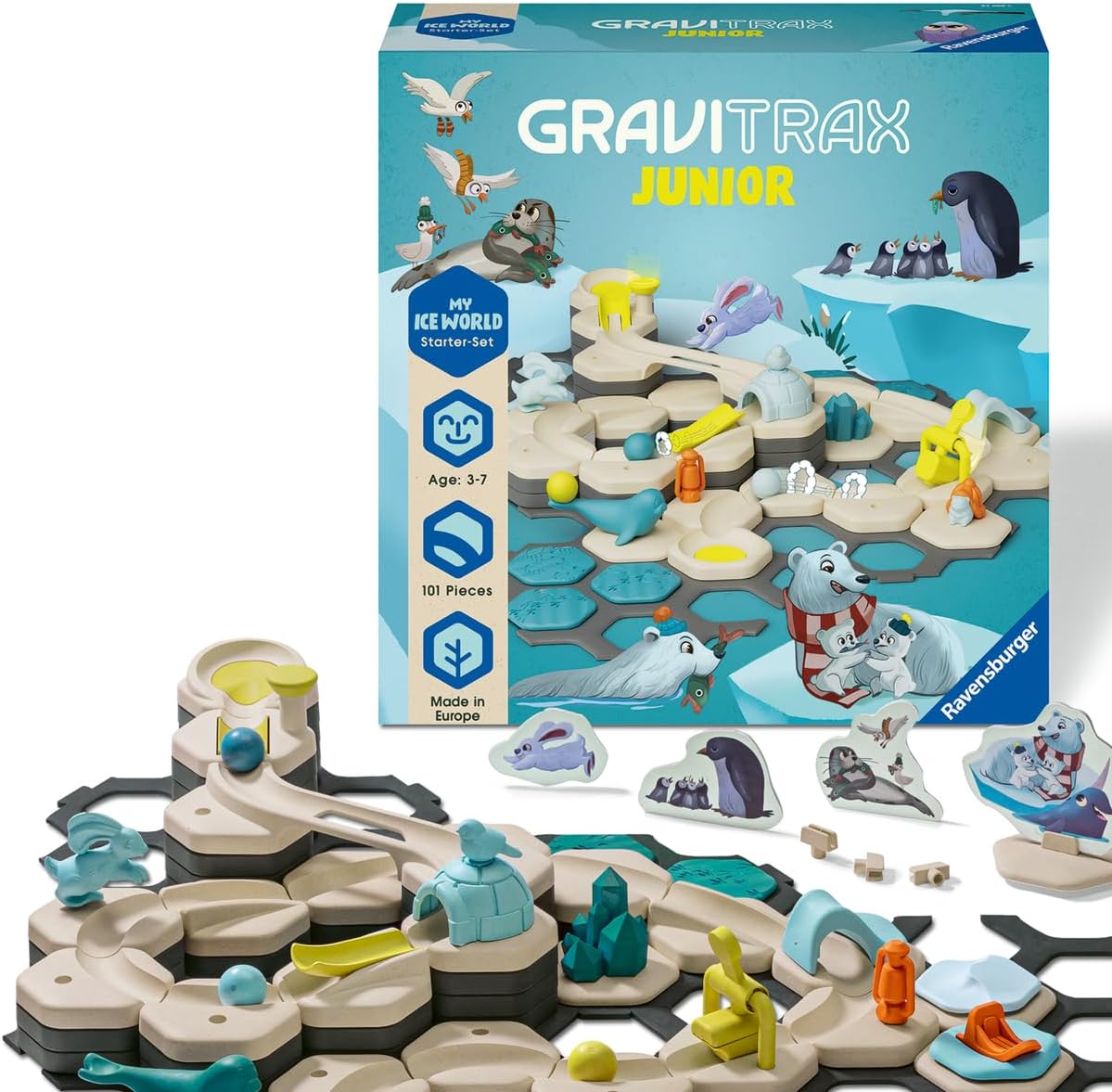 Ravensburger GraviTrax Junior Starter Set L Ice - Marble Run, STEM and Construction Toys for Kids Age 3 Years Up - Kids Gifts