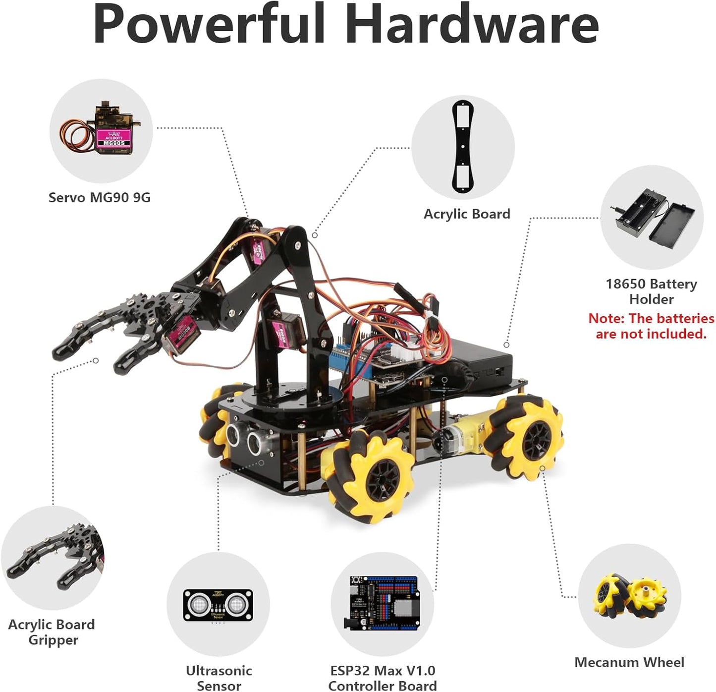 ACEBOTT Smart Robot Tank Car Kit with ESP32 for Arduino Robotics for Kids Ages 8-12 12-16 STEM Science Kits Coding Gifts for 8-16 Year Old Boys Girls Teens Cool Engineering Building Toys Unique Gifts