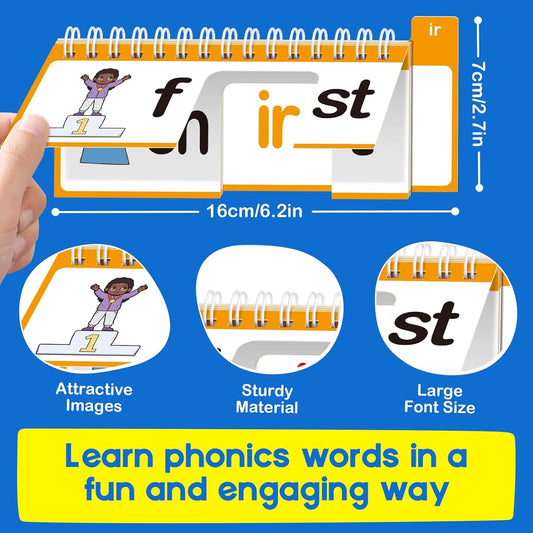 Word Family Build Book Phonics Flash Cards, 30 Read and Rhyme Flip Books, Sight Words Flash Cards Kindergarten, Learn to Read Flip Books for Kids Homeschool Preschool Classroom Must Haves