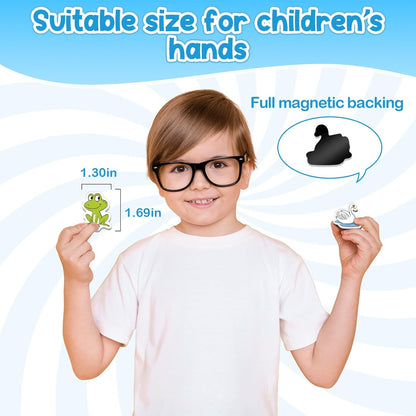 Kasfalci CVCC & CCVC Word Games, 50 Magnetic Foam Objects Fridge Magnets for Kids, Speech Therapy Toys for Toddler, Learn to Read Spelling Reading Learning Phonics for Preschool Kindergarten Classroom
