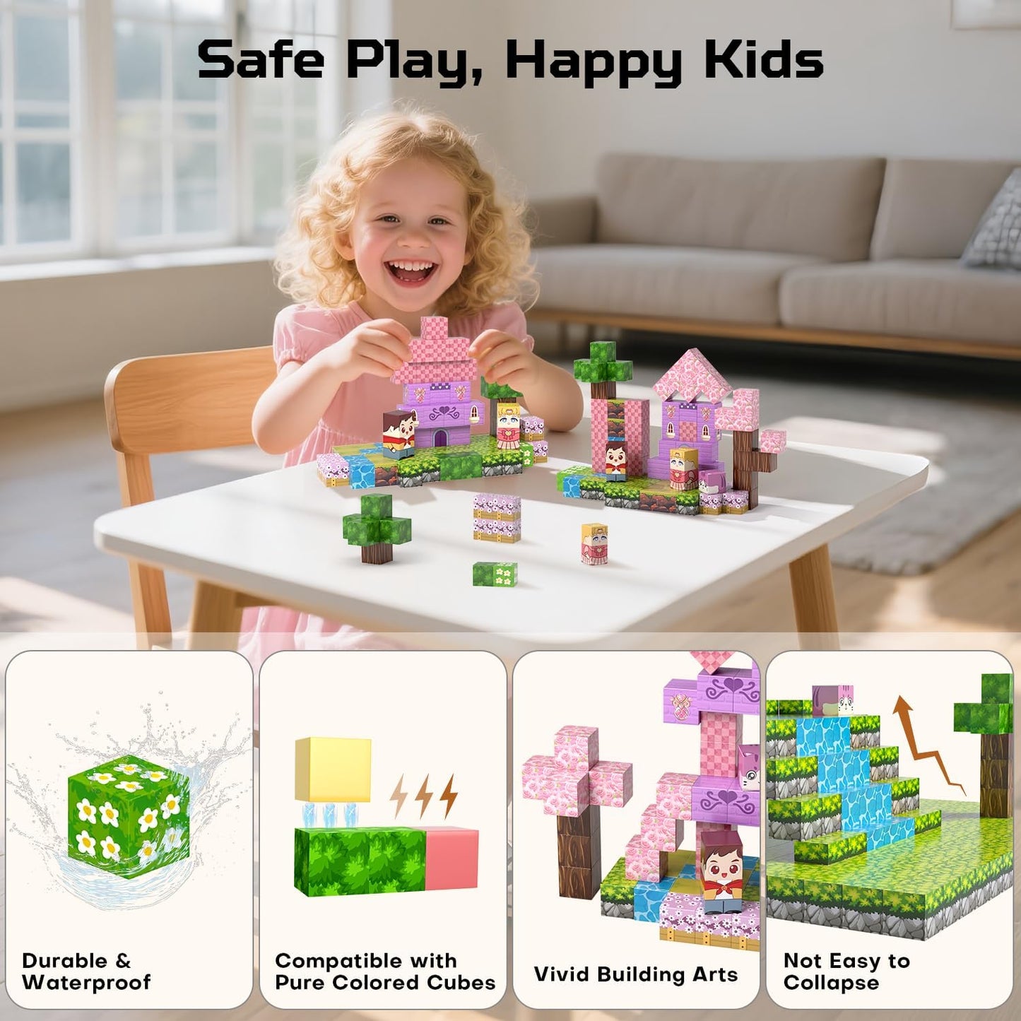 100PCS Magnetic Blocks, Magnet Tiles Toys for Kids, Magnetic Building Blocks Cubes, STEM Montessori Stacking Magnets for Kids, Birthday Gifts for Boys and Girls Age 3+ Years Old