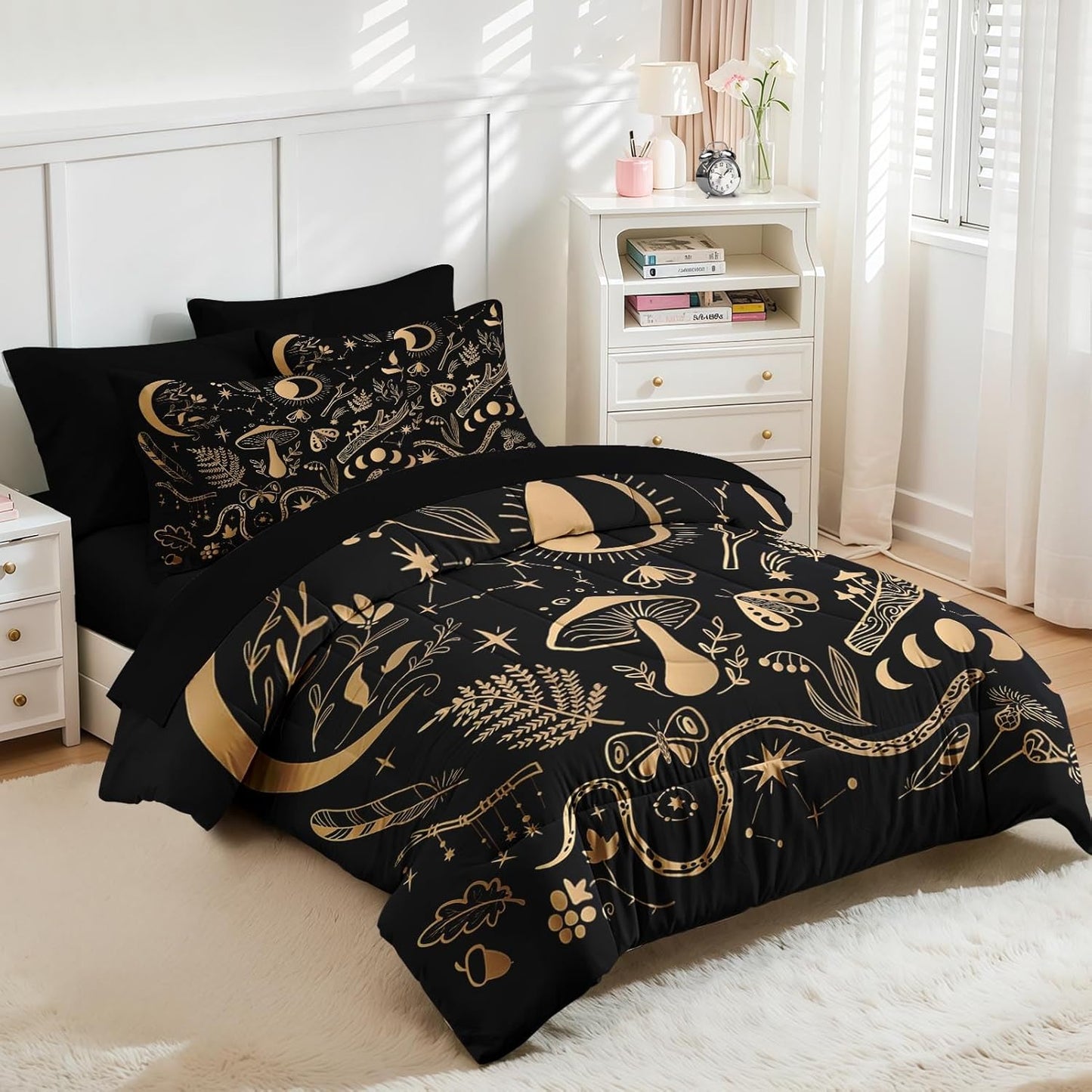 Nesker Comforter Set Twin Size, Science Lab School 5 Pcs Bedding for Kids and Adults, Medical University Chemistry Bed Sheet Sets with Fitted Sheet Pillowcase & Sham