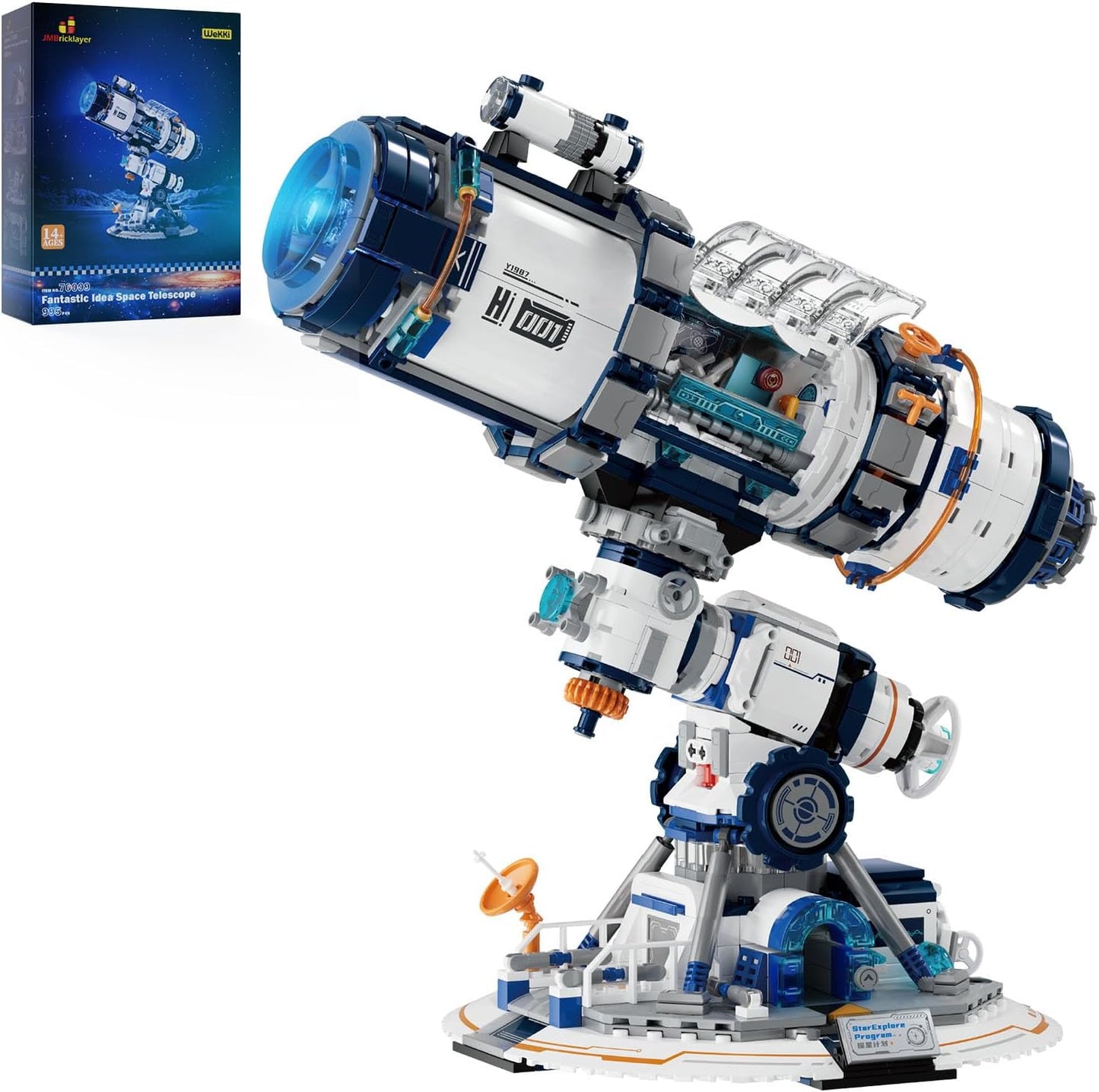 JMBricklayer Space Telescope Building Sets for Adults, Cool Space Planet Building Toys with Lights 70009, Space Exploration Telescope Model Kits for Adult, Ideal Gift for Space Lovers, Kid 14+(995PCS)