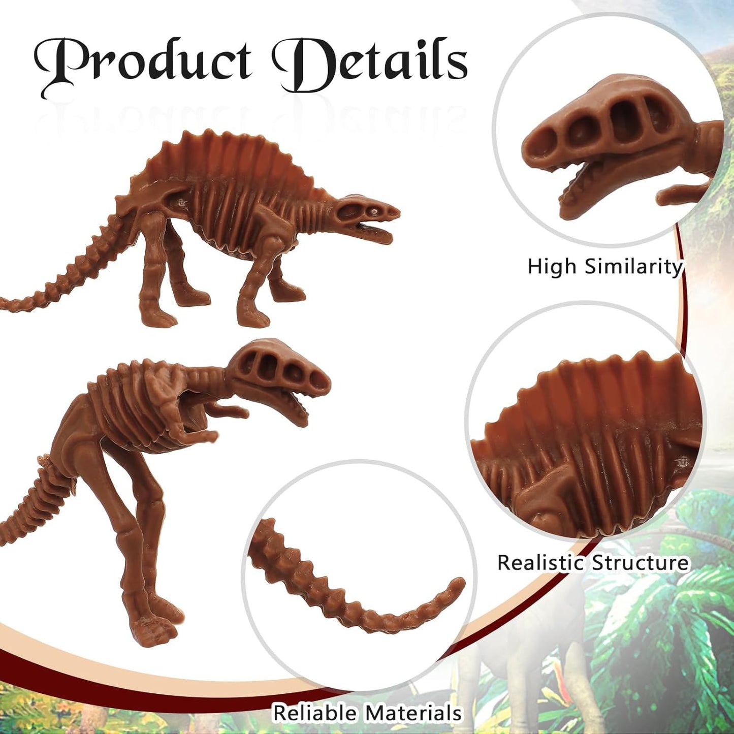 30 PCS Dinosaur Fossil Skeletons, Assorted Dinosaur Skeleton Toys Figures for Science Play Dino Sand Dig Party Favor Decorations (Dino skeletonD)
