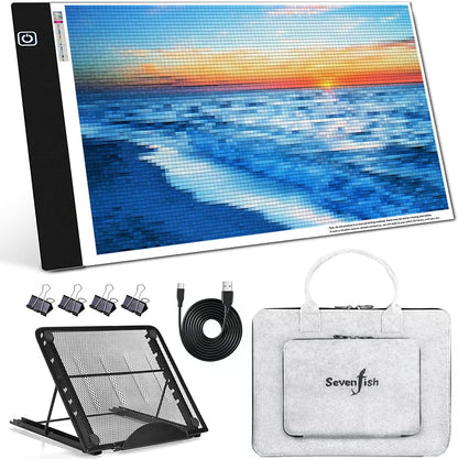 SevenFish B4 Diamond Painting Tools LED Light Box, Ultra-Thin Adjustable Brightness Diamond Art Light Board Light Pad for Tracing, Drawing, Sketching, Animation, Stenciling, 5D Diamond Painting