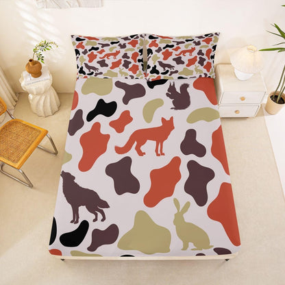 Manfei Musical Kids Fitted Sheet Full Size, MusicalGuitar Radio Drum Kit Headset Print Bedding Set 3pcs for Boys Girls, Rock Music Bed Cover with 2 Pillowcases, Soft Polyester Bedding, No Top Sheet