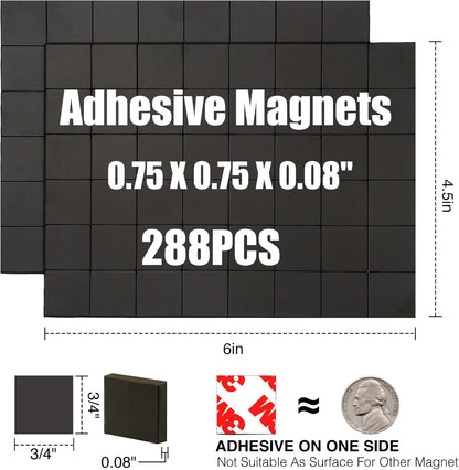 Magnetic Squares with Adhesive Backing(36PCS Each 1.5" x1.5"),Pre-Cut Self Sticky Magnets as Back to School Supplies,Peel and Stick for Cards/Picture/Poster (80mil Magnet)