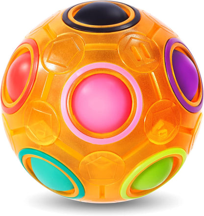 Vdealen Magic Rainbow Puzzle Ball, Fidget Ball Puzzle Brain Teaser Fidget Toy for Boys & Girls- Birthday Party Easter Valentines Christmas Stocking Stuffers for Kids Teen & Adults(Off White)