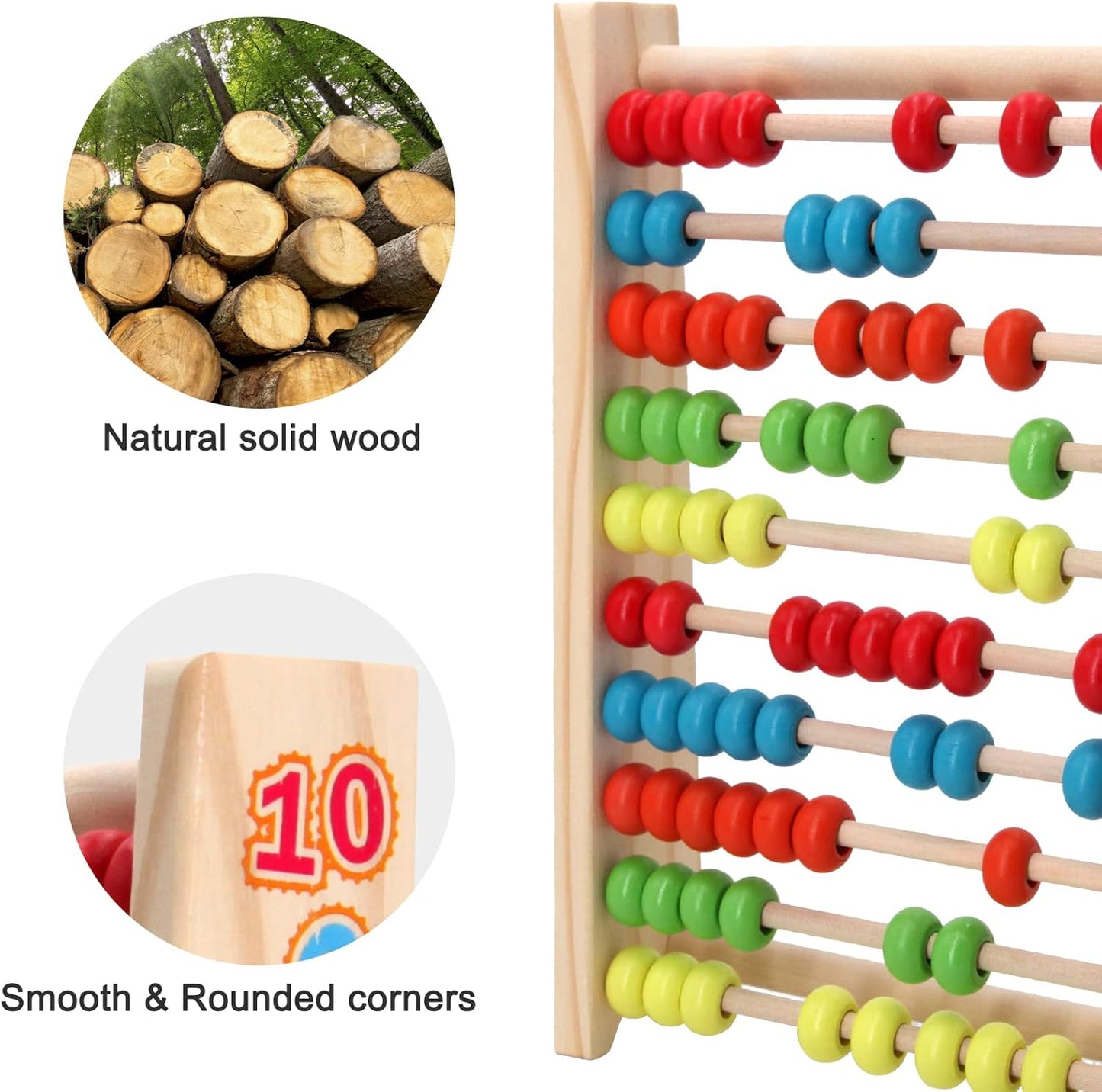 Sealive Wooden Counting Toy - 50 Beads Abacus for Kids Math, Cartoon Giraffe Counters for Kids, Counting Toys for Preschool Learning & Development, Develops Coordination, Motor Skills