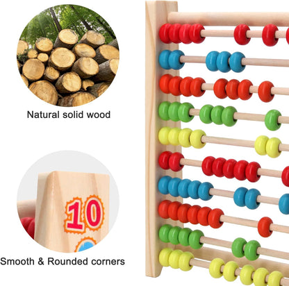 Sealive Wooden Counting Toy - 50 Beads Abacus for Kids Math, Cartoon Giraffe Counters for Kids, Counting Toys for Preschool Learning & Development, Develops Coordination, Motor Skills