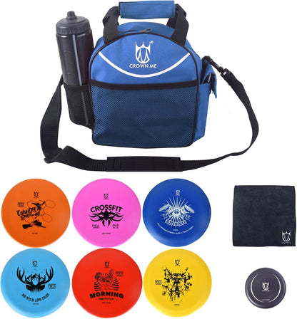 CROWN ME Disc Golf Set with 6 Discs and Mini Disc and Starter Disc Golf Bag