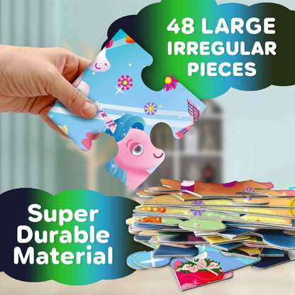 QUOKKA Floor Puzzles for Kids Ages 4-8 – 2x3 FT Giant Search and Find Jigsaw – 48 Large Pieces – Above and Beyond Observational Scene – Educatinal Montessori Toy with Gift Box – Fun Learning Activity