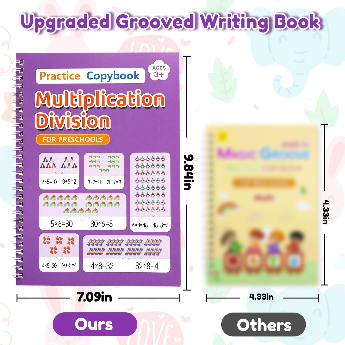 Elover Magic Grooved Writing Practice for Kid-Grooved Handwriting Practice for Kid 5-7 8-10- Magic Copybooks for KidsAges 3-5 Toys for Ages 5-7 Preschool Learning Activities (5 Book)
