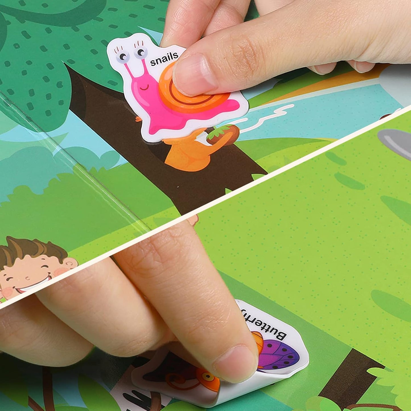 Jelly Reusable Sticker Books for Toddlers 1-3 2-4 Years, Portable Travel Toys Sticker Activity Book for Kids 2 3 4 Year Old Girls Boys (Animals)