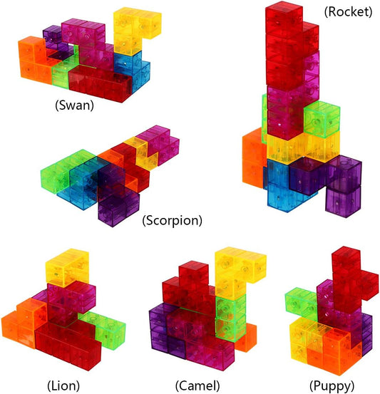 Magic 3D Puzzle Cubes, Set of 7 Multi Shapes Magnetic Blocks with 54 Guide Cards, Intelligence Developing and Stress Relief Fidget Toys